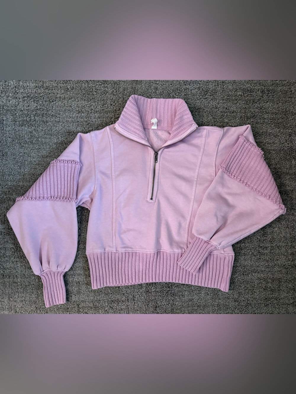 Women's Lavender Half-Zip Ribbed Sweater